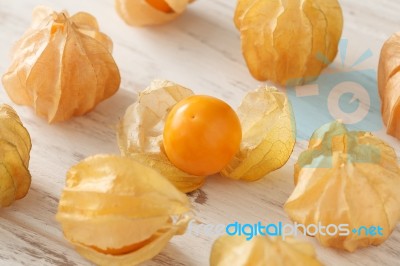 Cape Gooseberry Physalis Fruit Ground Cherry Organic Food Vegetabl Stock Photo