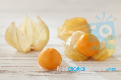 Cape Gooseberry Physalis Fruit Ground Cherry Organic Food Vegetabl Stock Photo