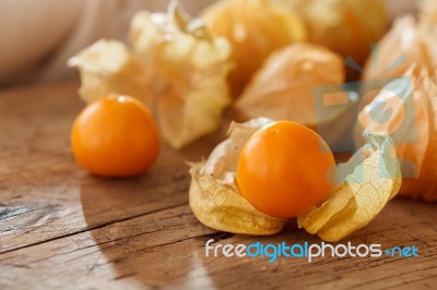 Cape Gooseberry Physalis Fruit Ground Cherry Organic Food Vegetable Stock Photo