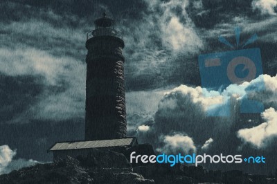 Cape Moreton Lighthouse On The North Part Of Moreton Island. Abstract Lighting Stock Photo