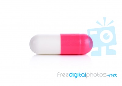 Capsule Pills Isolated On The White Background Stock Photo