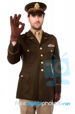 Captain Gesturing Okay Sign. We Are All Safe Stock Photo
