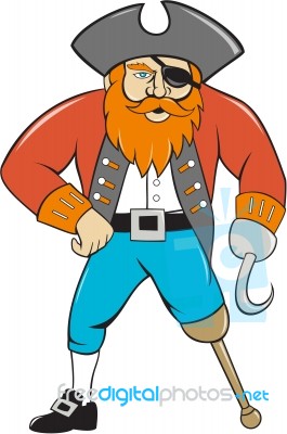 Captain Hook Pirate Wooden Leg Cartoon Stock Image