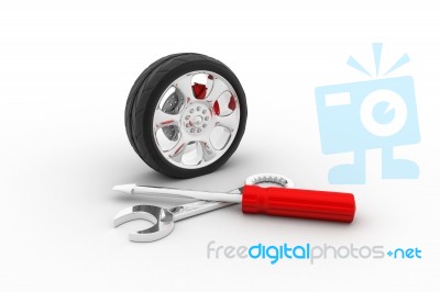 Car-care Centre On White Background Stock Image