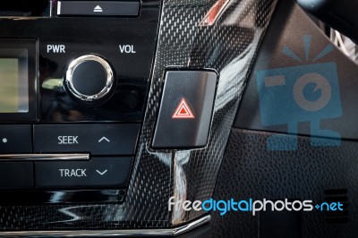Car Emergency Light Button In Interior Details Modern Car Stock Photo