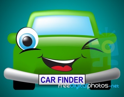 Car Finder Shows Search For And Automobile Stock Image