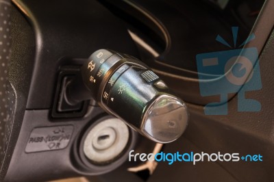 Car Interior Lighting Control Under Steering Switch Stock Photo