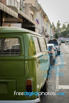 Car Parking On The Road Stock Photo