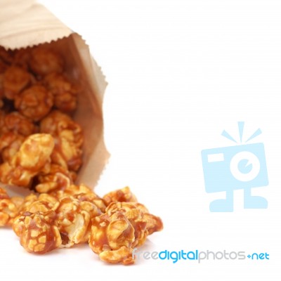 Caramel Popcorn In Paper Box Stock Photo