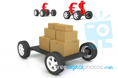 Cardboard Box On Truck Stock Photo