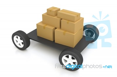 Cardboard Box On Truck Stock Photo