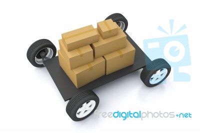 Cardboard Box On Truck Stock Photo