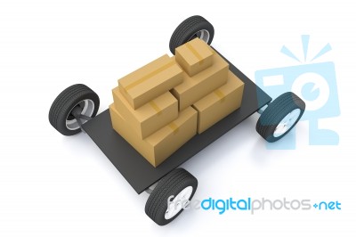 Cardboard Box On Truck Stock Photo