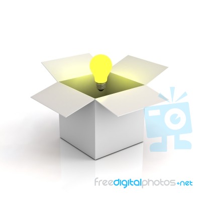Cardboard Box With Bulb Stock Image