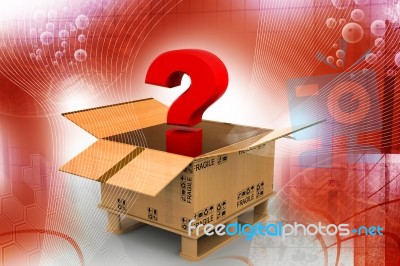 Cardboard Box With Question Mark Stock Image