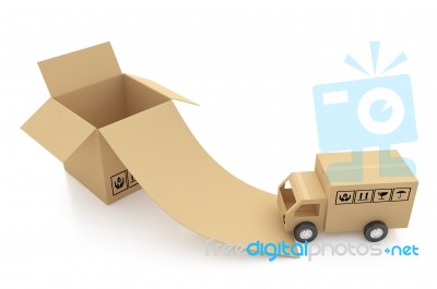 Cardboard Boxes On White Background 3d Illustration Stock Image