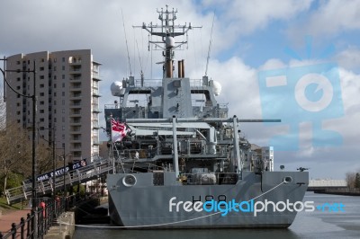 Cardiff Uk March 2014 - Hms Enterprises Docks At Cardiff Stock Photo