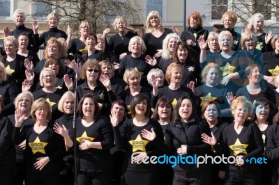 Cardiff Uk March 2014 - The Rock Choir Supporting Sport Relief D… Stock Photo