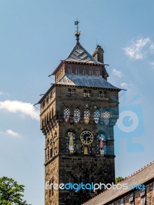 Cardiff, Wales - June 8 : Tower At Cardiff Castle In Cardiff On Stock Photo