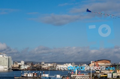 Cardiff, Wales/uk - December 26 : Kite Flying Over Cardiff Bay I… Stock Photo