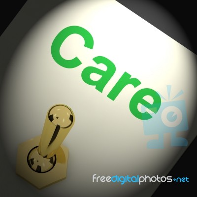 Care Switch Shows Caring Careful Or Concern Stock Image