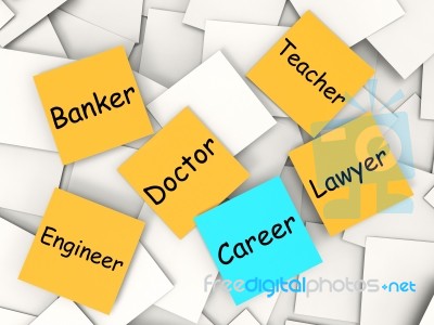 Career Post-it Note Means Occupation And Employment Stock Image