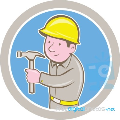 Carpenter Builder Hammer Circle Cartoon Stock Image