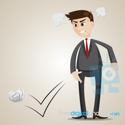 Cartoon Angry Businessman Throwing Crumple Paper Stock Image