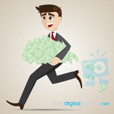 Cartoon Businessman Carrying Money Cash Stock Image