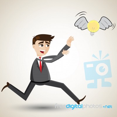 Cartoon Businessman Chasing Idea Stock Image Cartoon Businessman Chasing Idea Stock Image