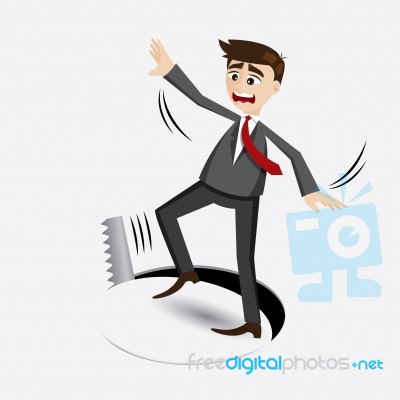 Cartoon Businessman Falling In Hole Stock Image