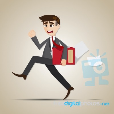 Cartoon Businessman In Rush Hours Stock Image