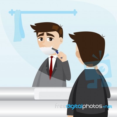 Cartoon Businessman Shaving In Toilet Stock Image