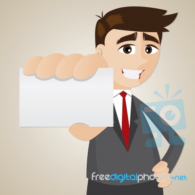 Cartoon Businessman Showing Blank Name Card Stock Image