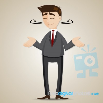 Cartoon Businessman Shrug Shoulder Stock Image