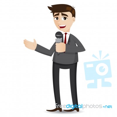 Cartoon Businessman Tailking With Microphone Stock Image