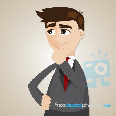 Cartoon Businessman Thinking Stock Image