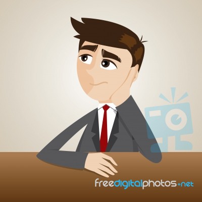 Cartoon Businessman Thinking Stock Image