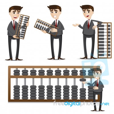 Cartoon Businessman With Abacus Set Stock Image