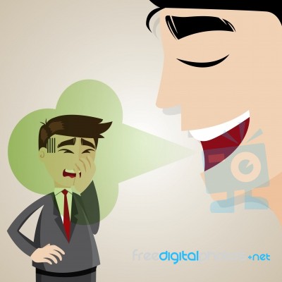 Cartoon Businessman With Halitosis Stinky Stock Image