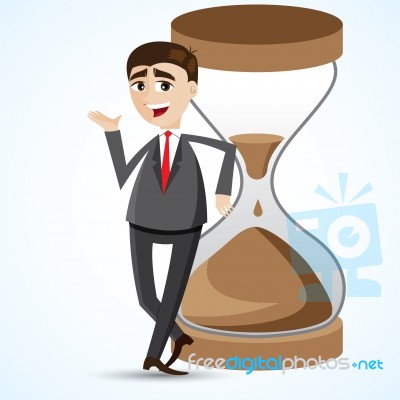 Cartoon Businessman With Hourglass Stock Image