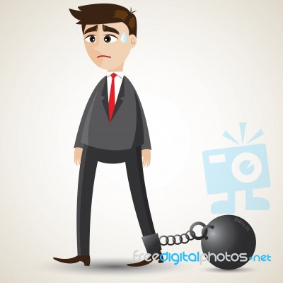 Cartoon Businessman With Imprisonment Stock Image