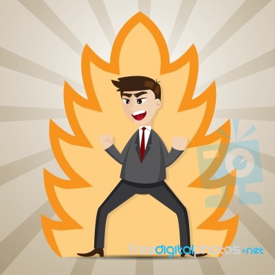 Cartoon Businessman With Power Strength Stock Image