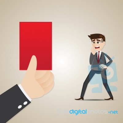 Cartoon Businessman With Red Card Stock Image