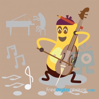 Cartoon Cellist Stock Image