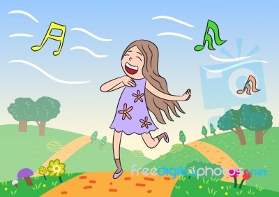  Cartoon Character Happy Girl Stock Image