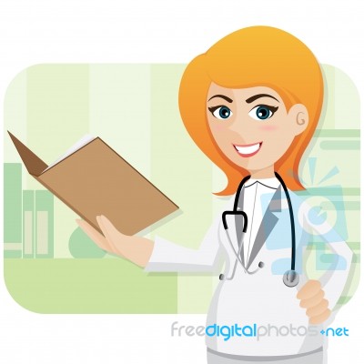 Cartoon Cute Doctor With Folder Stock Image
