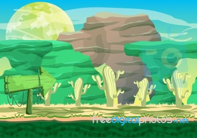 Cartoon  Desert Background With Separated Layers For Game And Animation Stock Image