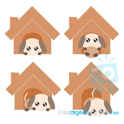 Cartoon Dog In House Illustration Stock Image