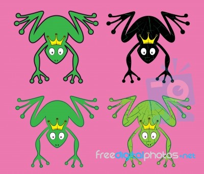 Cartoon Frog With Crown Stock Image